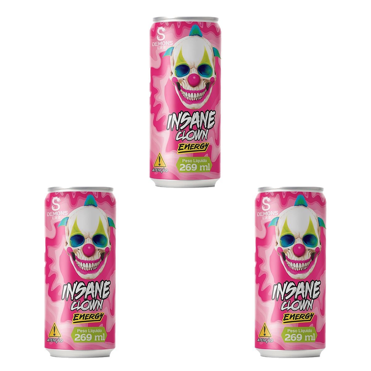 Kit 3X Insane Clown Energy - Lata 269ml Pink Lemon - Demons Lab