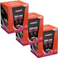 Kit 3X Iron Man Gel Fire - 10 Sach�s 30g Frutas Vermelhas - New Millen