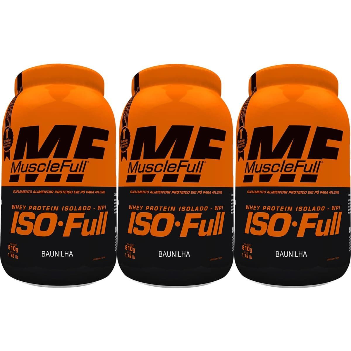 Kit 3X Iso Full Protein - 810g Baunilha - MuscleFull