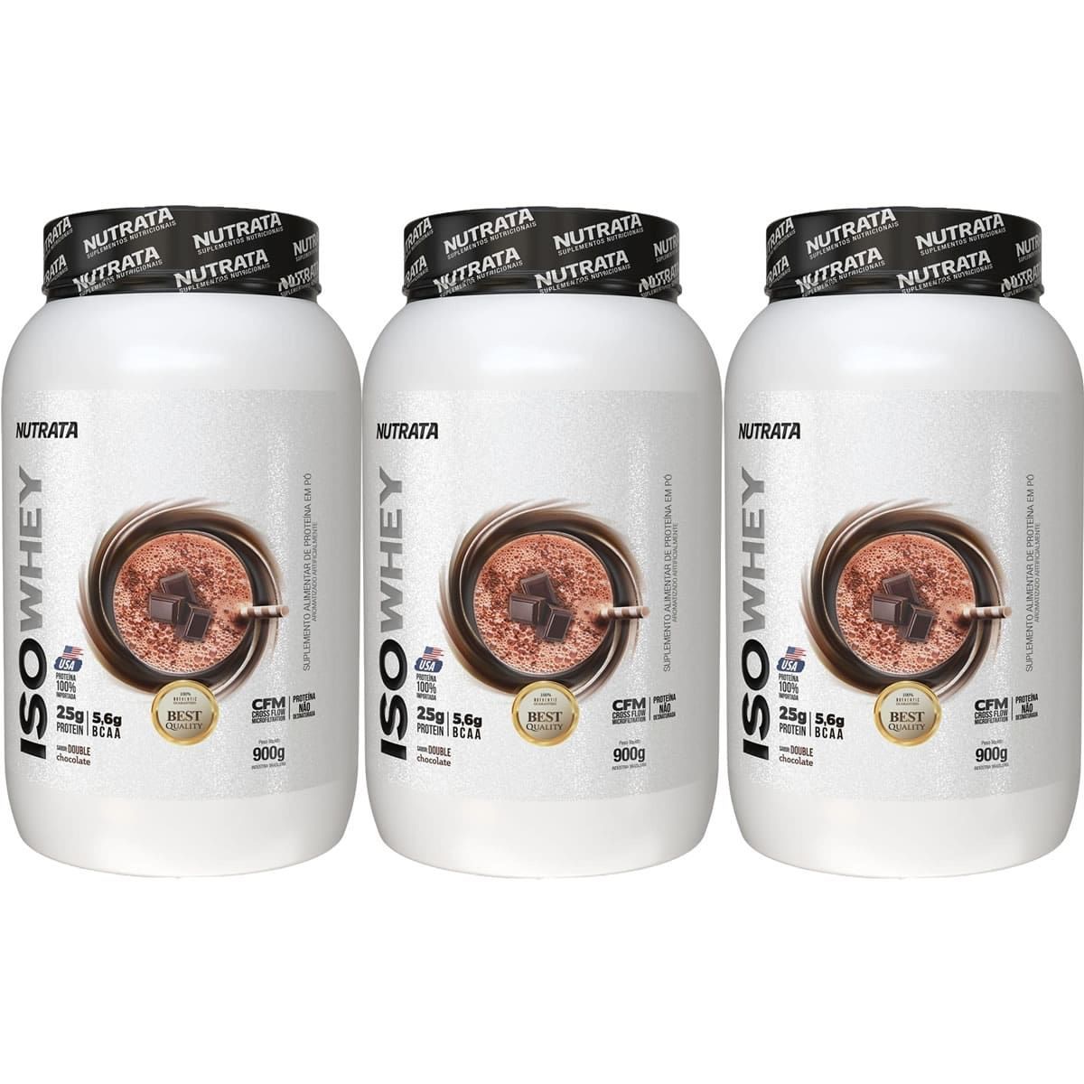 Kit 3X Iso Whey - 900g Chocolate - Nutrata