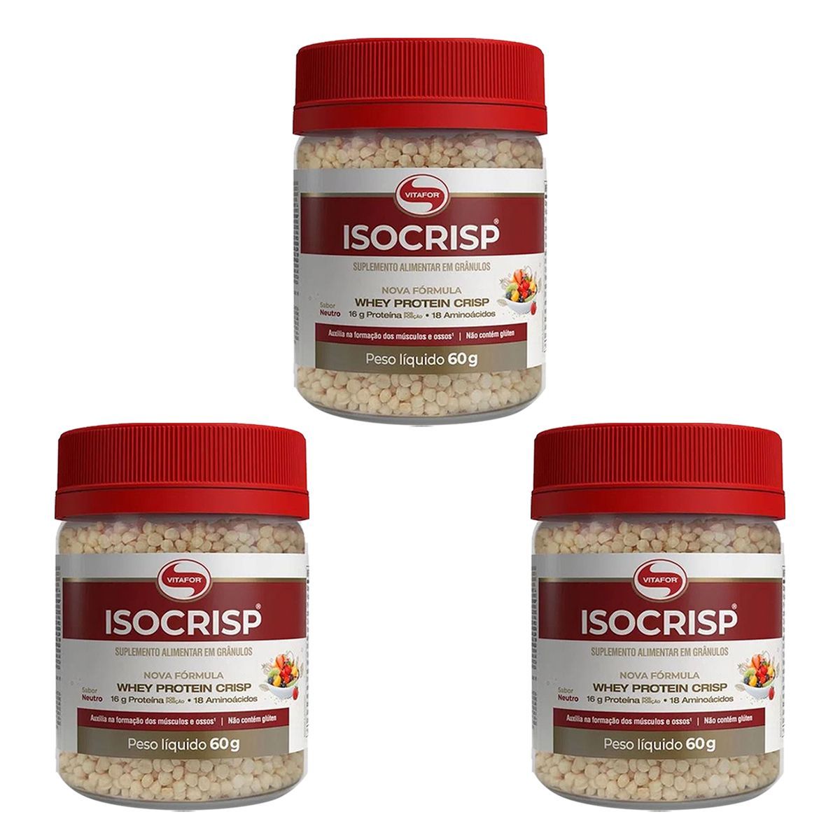 Kit 3X Isocrisp - 60g - Vitafor
