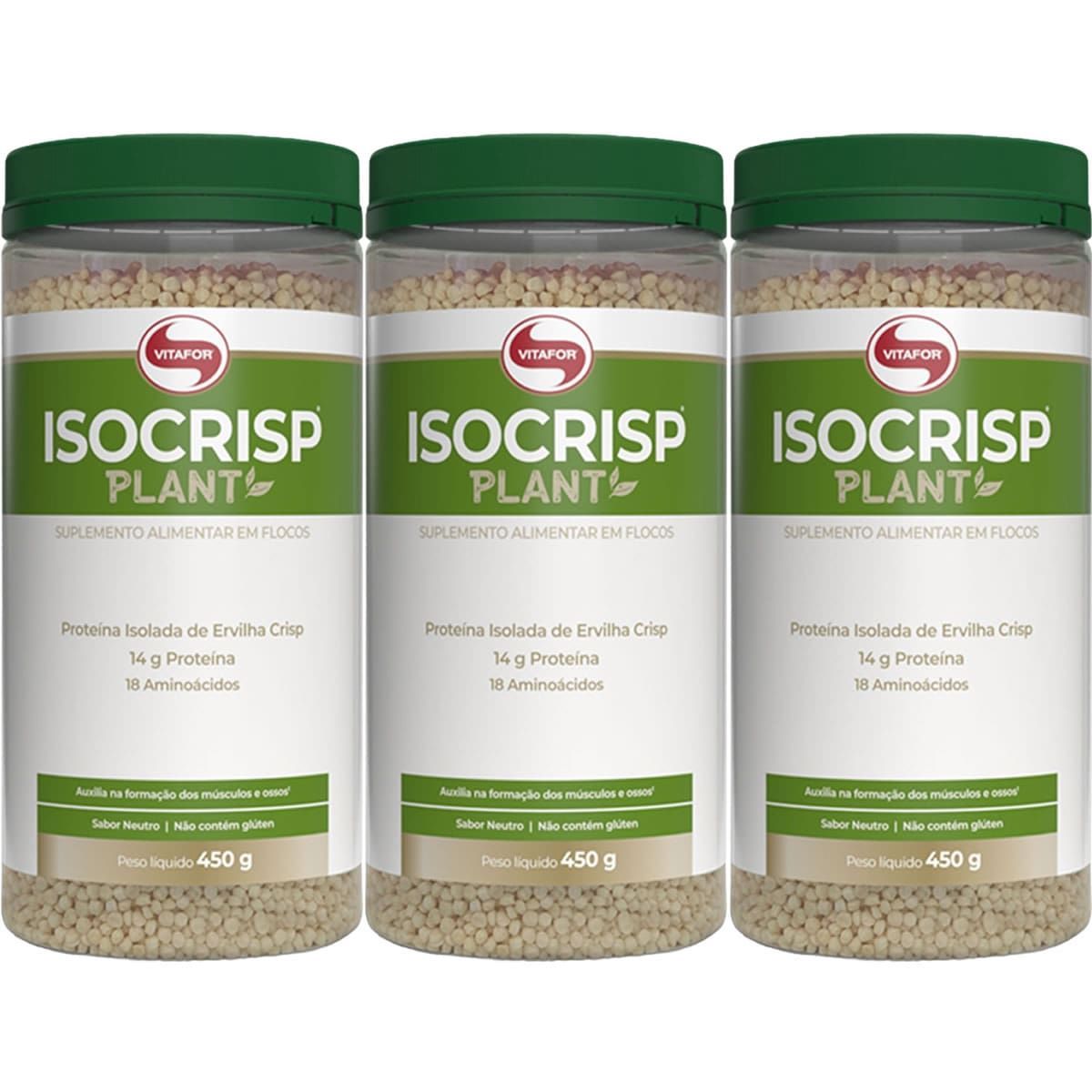 Kit 3X Isocrisp Plant - 450g Neutro - Vitafor