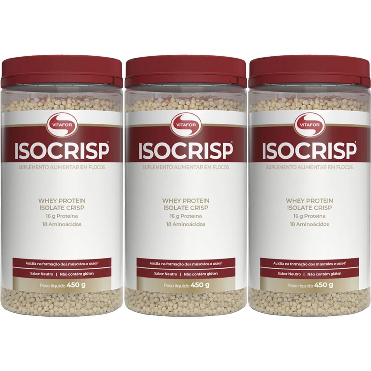 Kit 3X Isocrisp Whey Protein Crisp - 450g -  Vitafor