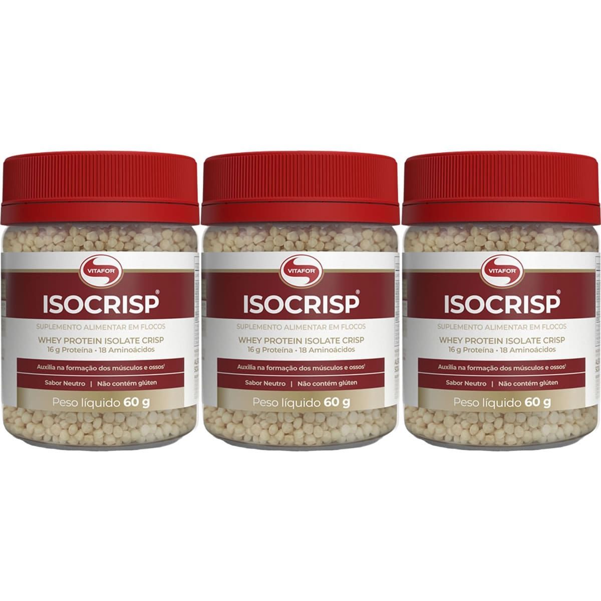 Kit 3X Isocrisp Whey Protein Crisp - 60g - Vitafor