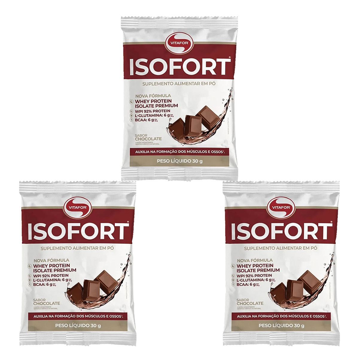 Kit 3X Isofort - 1 Sach�s de 30g Chocolate - Vitafor
