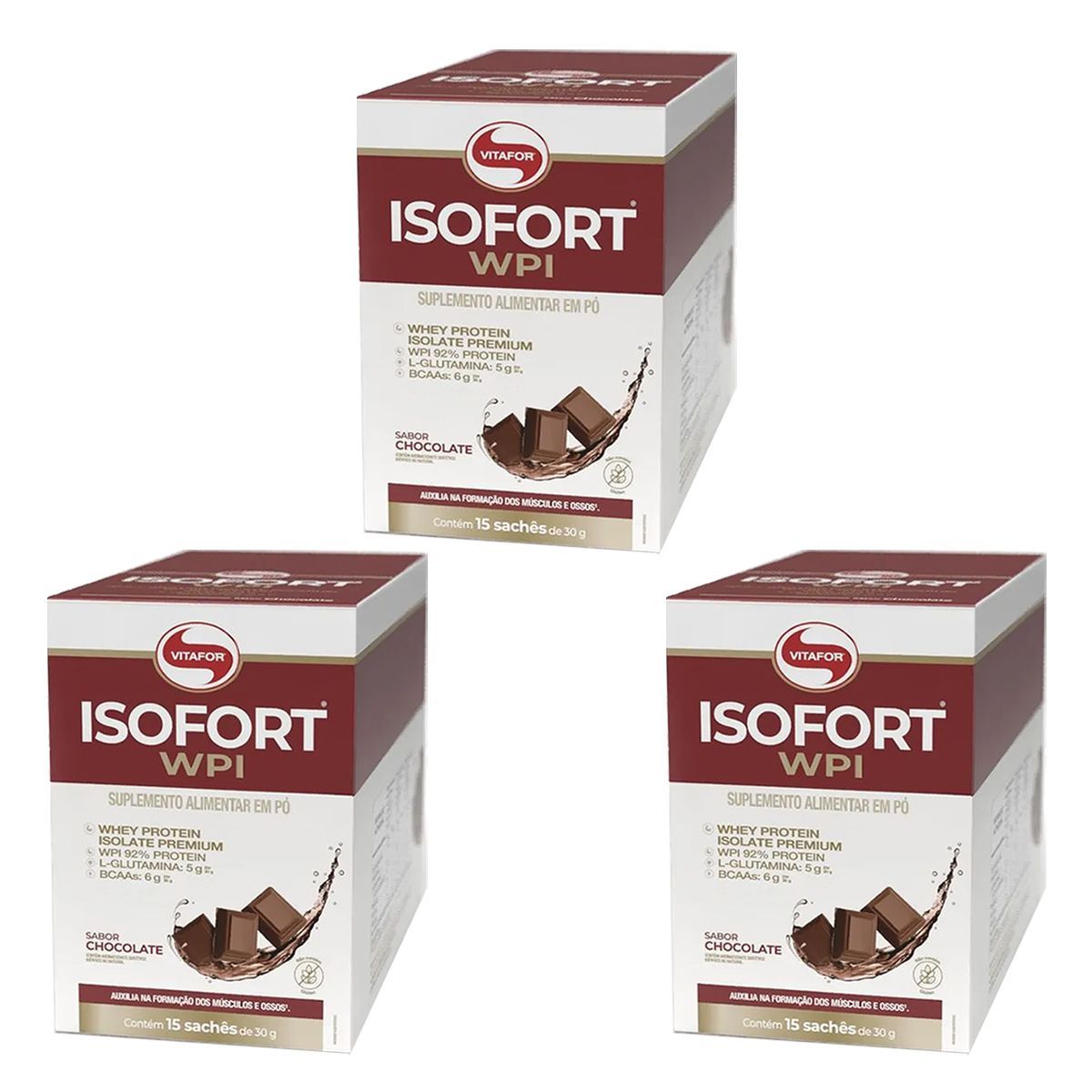 Kit 3X Isofort - 15 Sach�s de 30g Chocolate - Vitafor