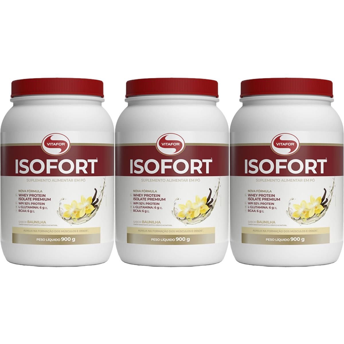 Kit 3X Isofort - 900g Baunilha - Vitafor