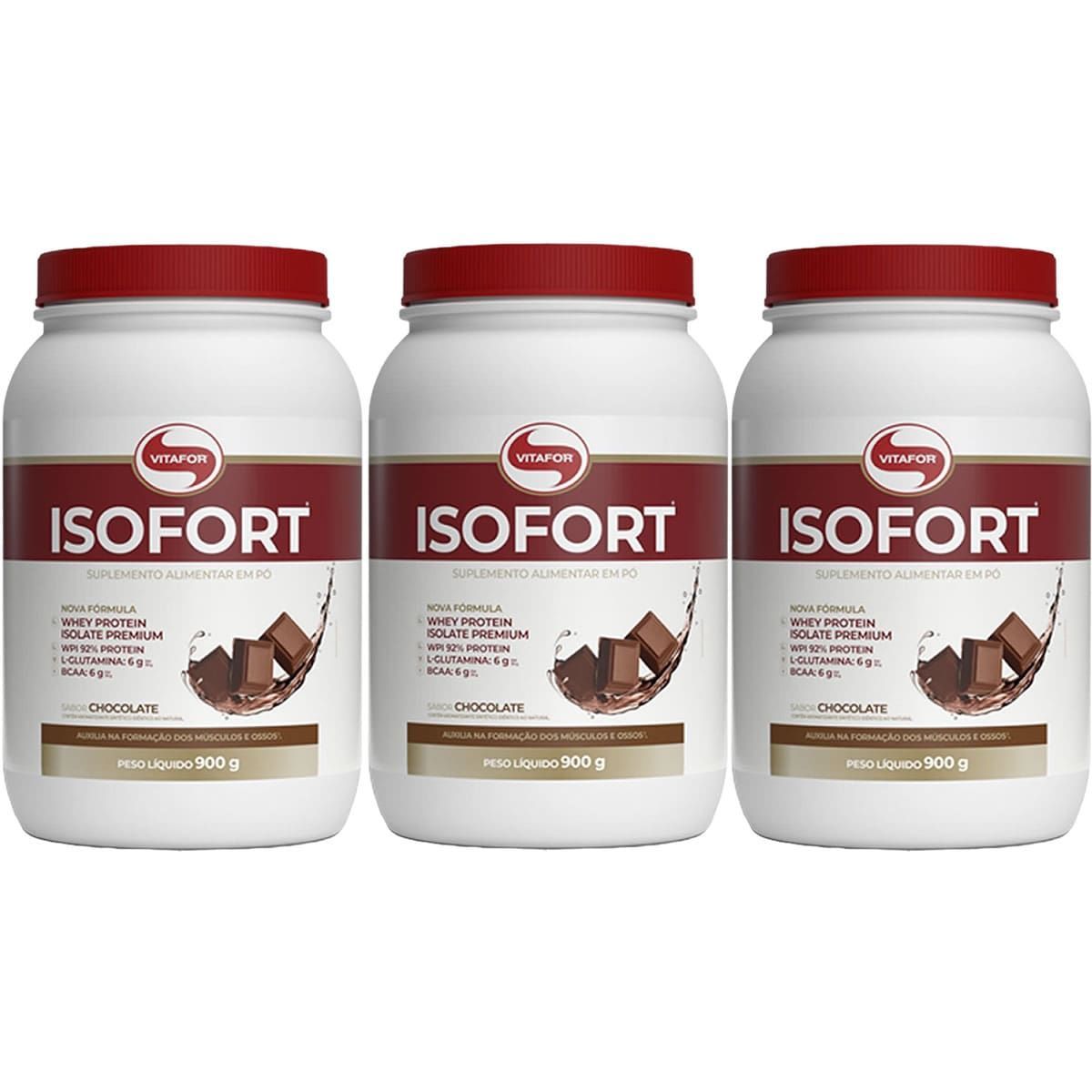 Kit 3X Isofort - 900g Chocolate - Vitafor