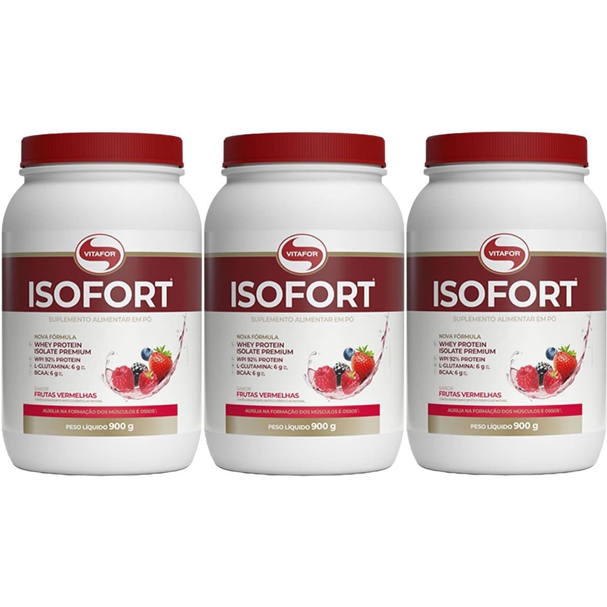 Kit 3X Isofort - 900g Frutas Vermelhas - Vitafor