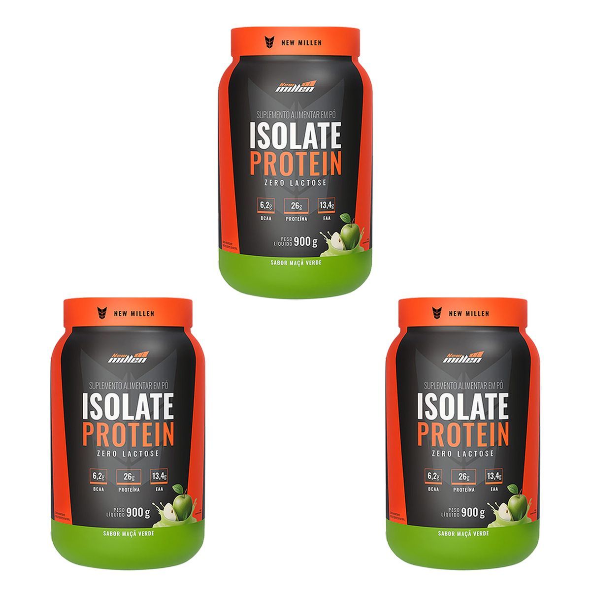 Kit 3X Isolate Protein - 900g Ma�� Verde - New Millen