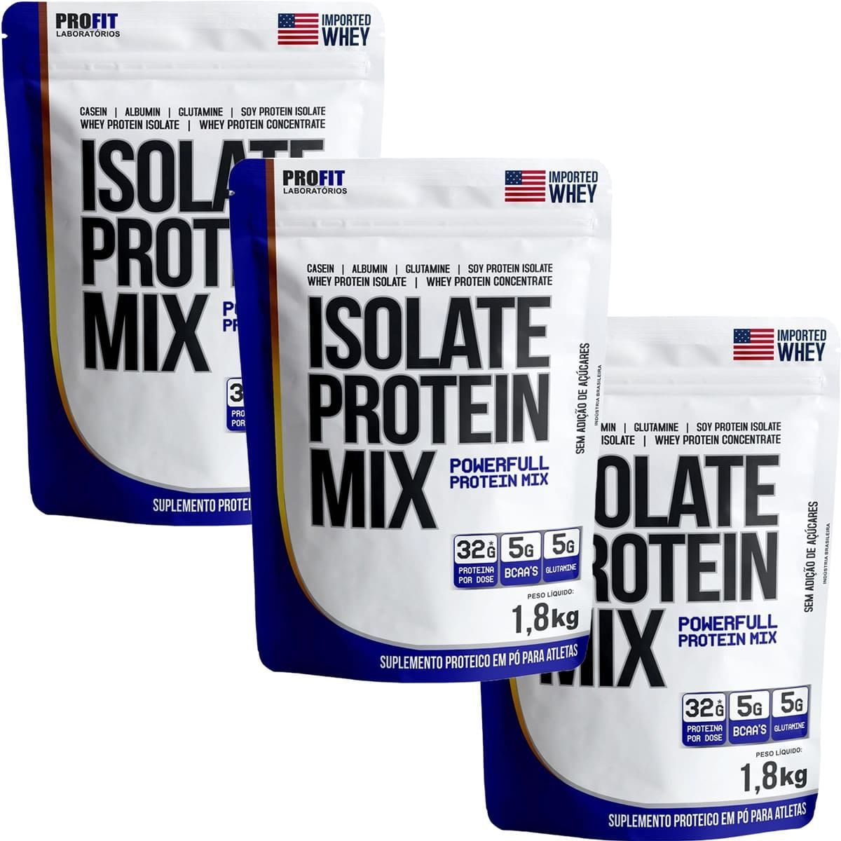 Kit 3X Isolate Protein Mix Refil Stand-Up - 1.800g Cookies e Cream - ProFit