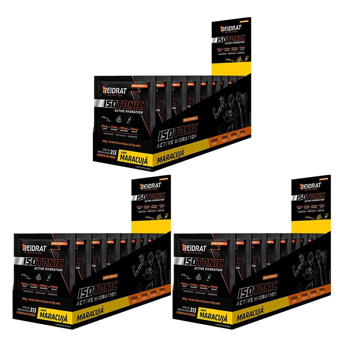 Kit 3X Isotonic Active Hydration - 20 Sach�s de 33g Maracuj� - Reidrat
