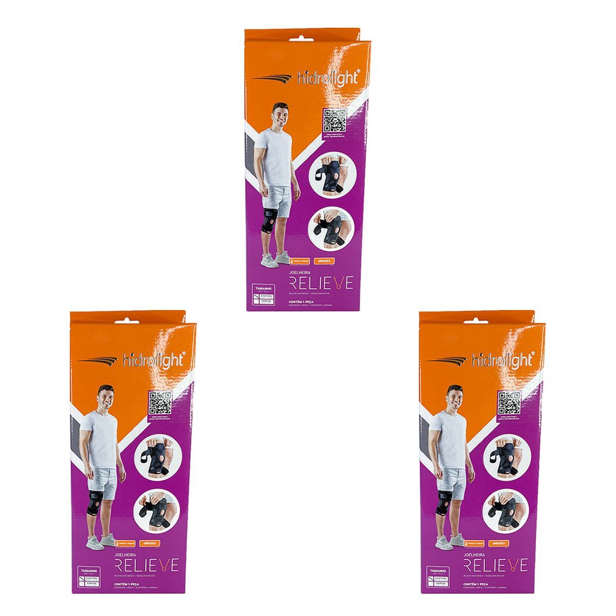 Kit 3X Joelheira Relieve - Tamanho �nico - Hidrolight