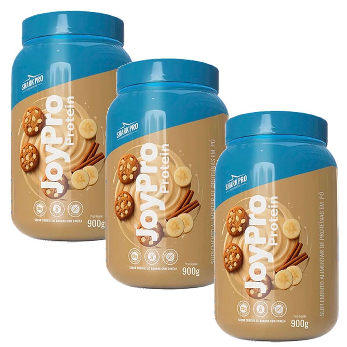 Kit 3X JoyPro Protein - 900g Cookies de Banana com Canela - Shark Pro
