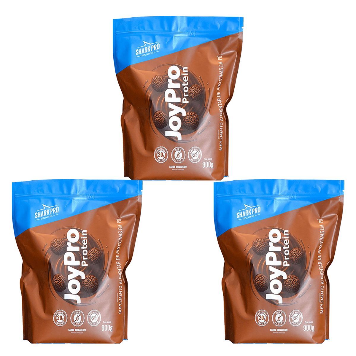 Kit 3X JoyPro Protein - Refil 900g Brigadeiro - Shark Pro