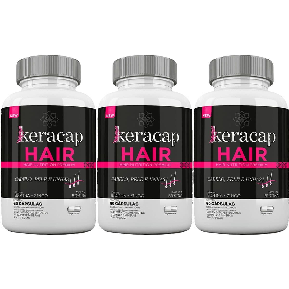 Kit 3X Keracap Hair - 60 C�psulas - Nutrends