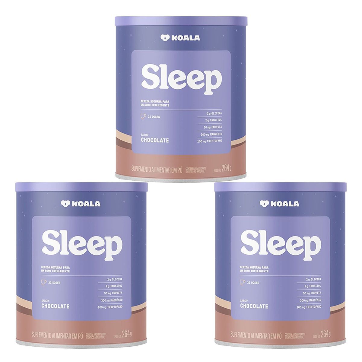Kit 3X Koala Sleep - 264g Chocolate - Koala