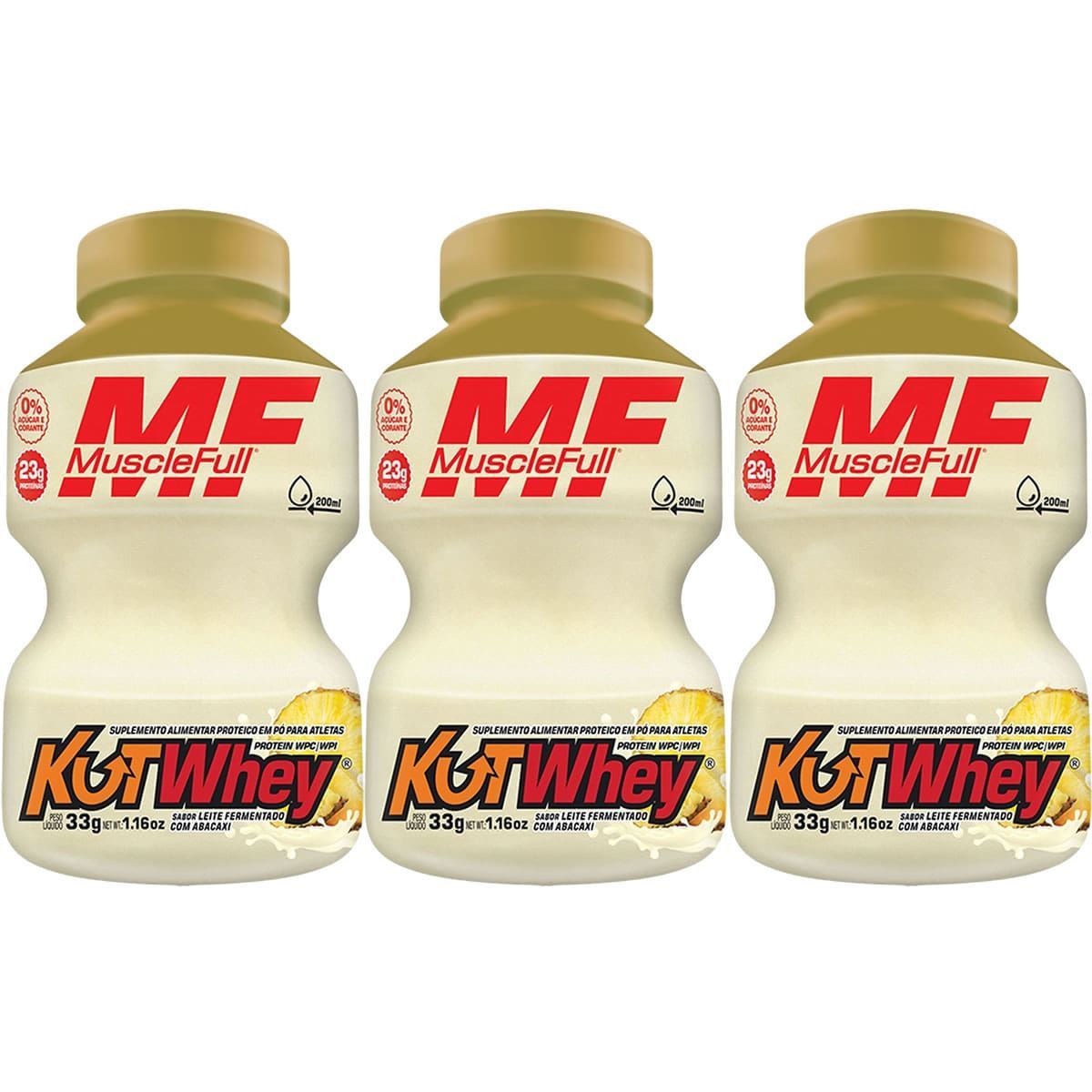 Kit 3X Kut Whey Mini - 33g Leite Fermentado com Abacaxi - MuscleFull