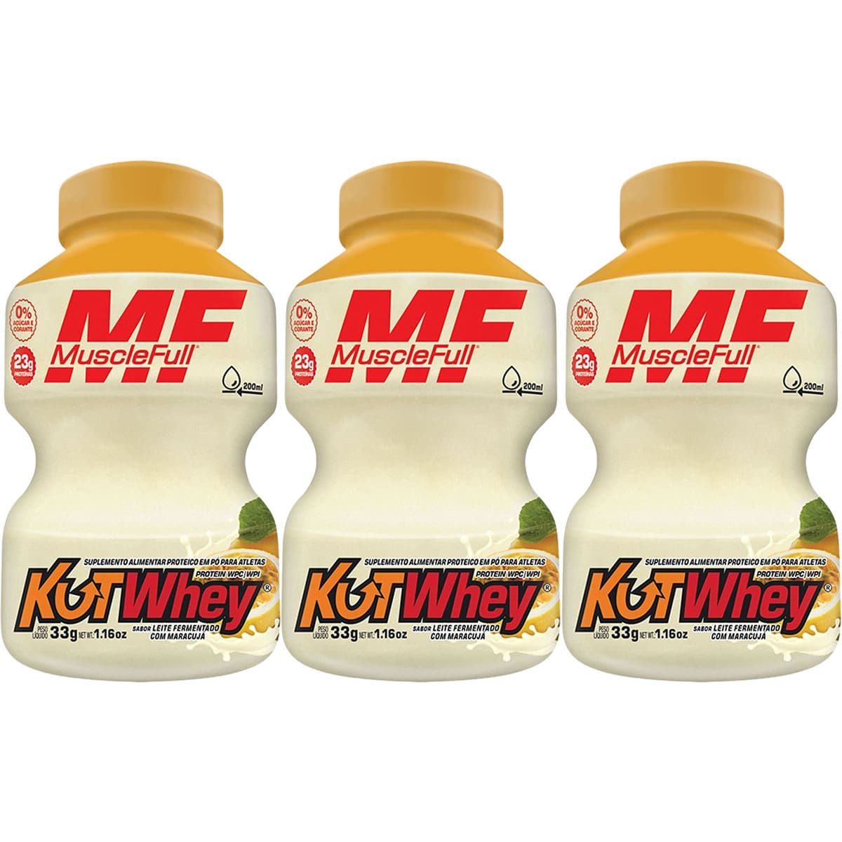 Kit 3X Kut Whey Mini - 33g Leite Fermentado com Maracuj� - MuscleFull