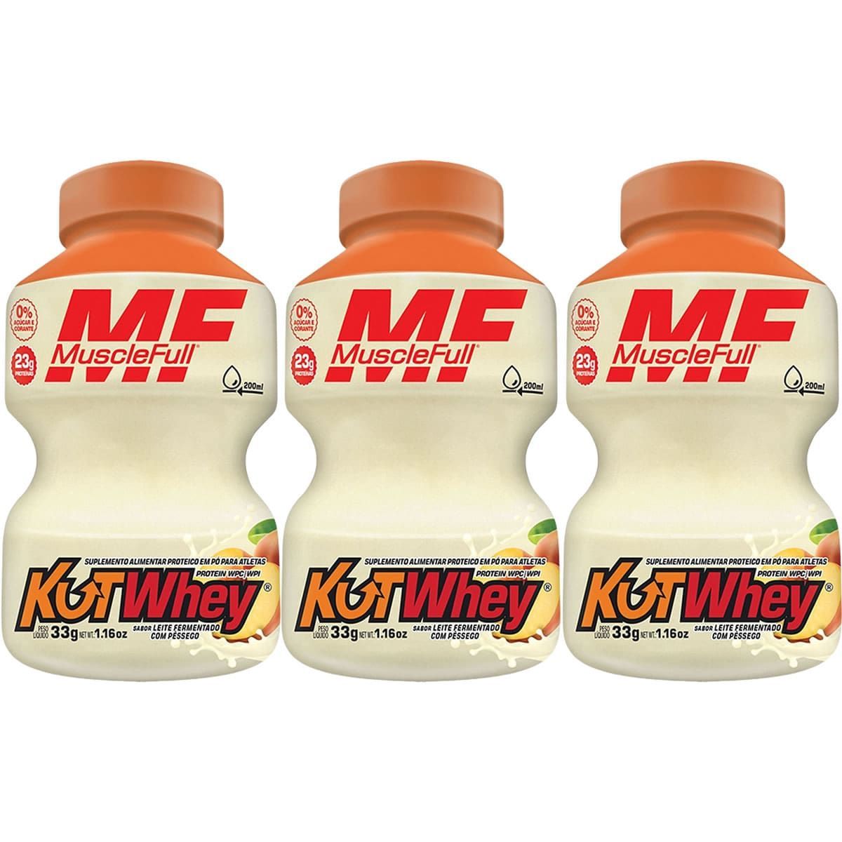Kit 3X Kut Whey Mini - 33g Leite Fermentado com P�ssego - MuscleFull
