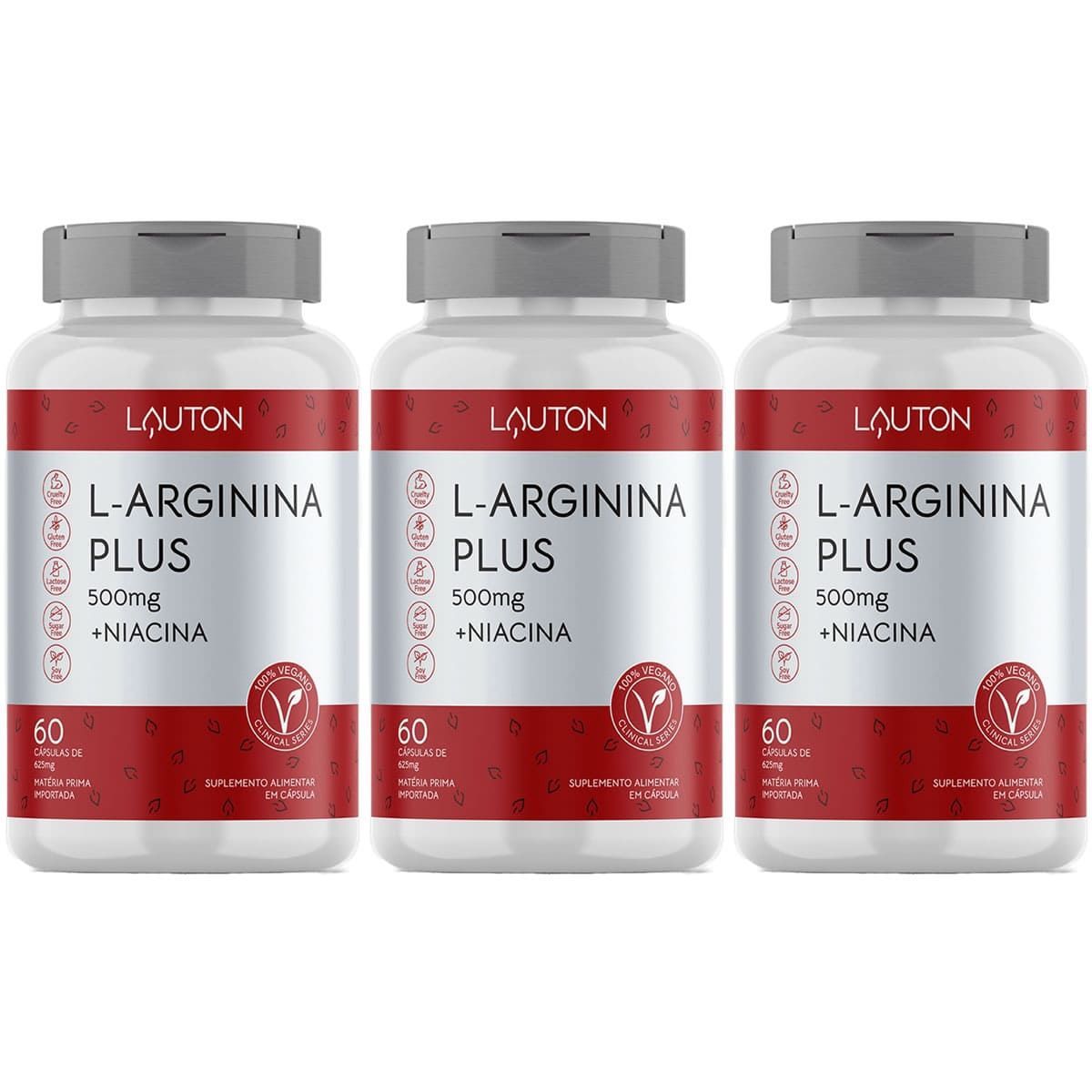 Kit 3X L-Arginina Plus - 60 C�psulas - Lauton Nutrition