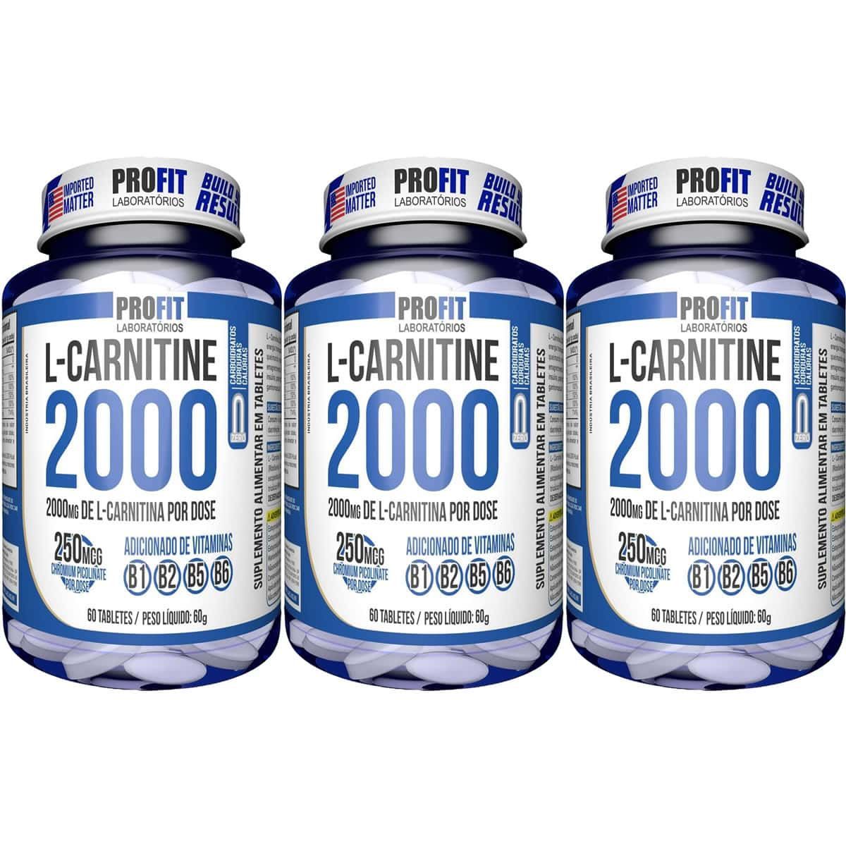 Kit 3X L-Carnitina 2000 + 250mcg Cromo - 60 Tabletes - ProFit