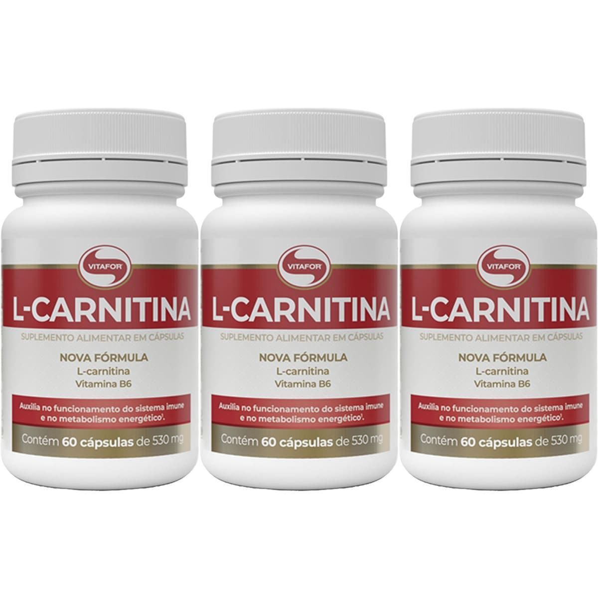Kit 3X L-Carnitina + Vitamina B6 -  60 C�psulas - Vitafor