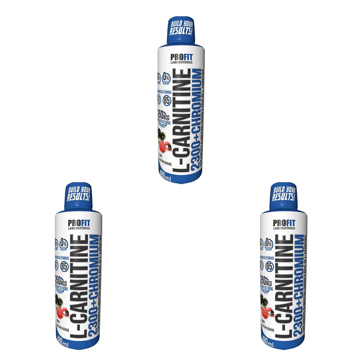 Kit 3X L-Carnitine 2300+Chromium - 480ml A�a� com Guaran� - ProFit
