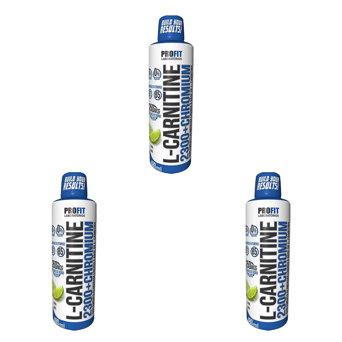 Kit 3X L-Carnitine 2300+Chromium - 480ml Lim�o - ProFit