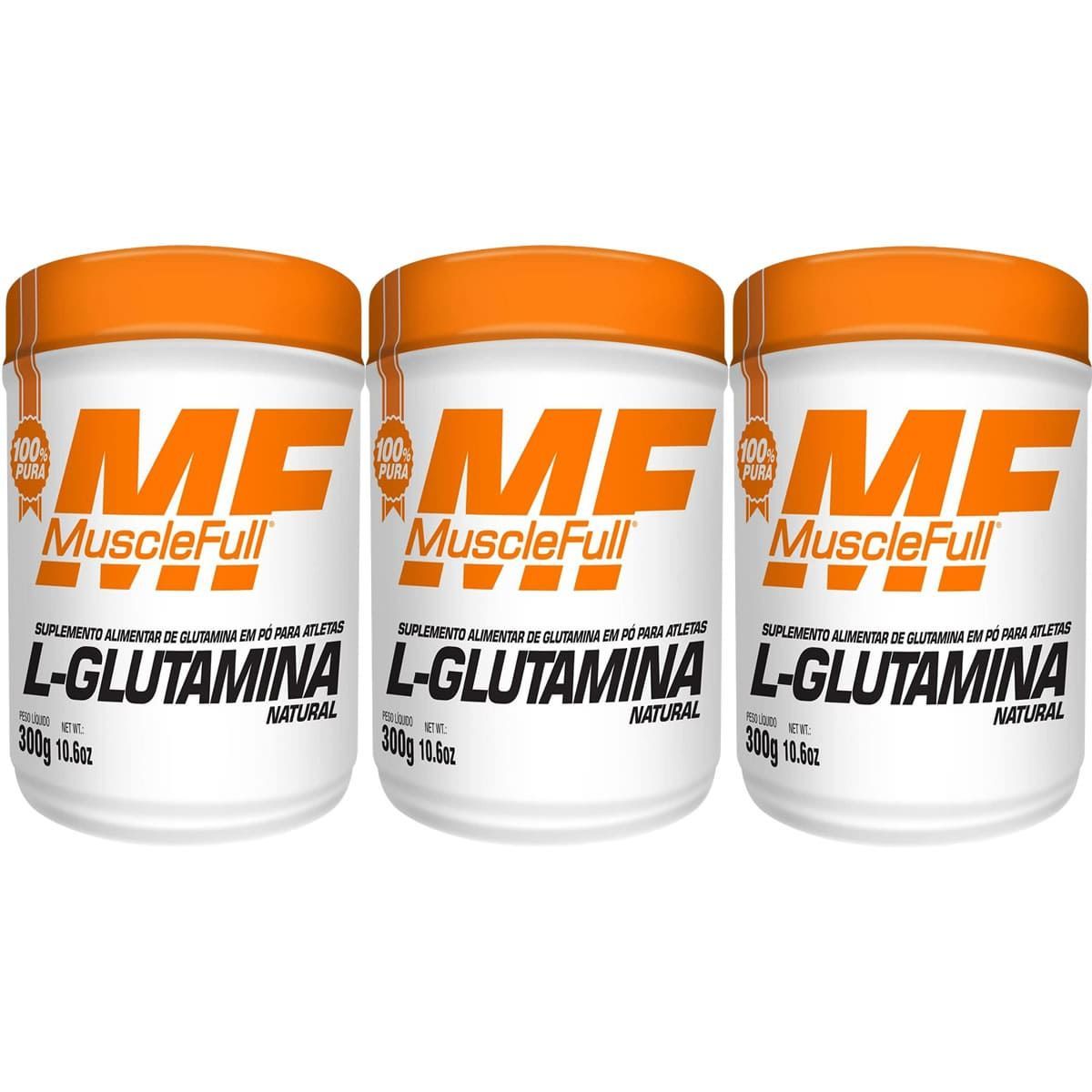 Kit 3X L-Glutamina - 300g Natural - MuscleFull