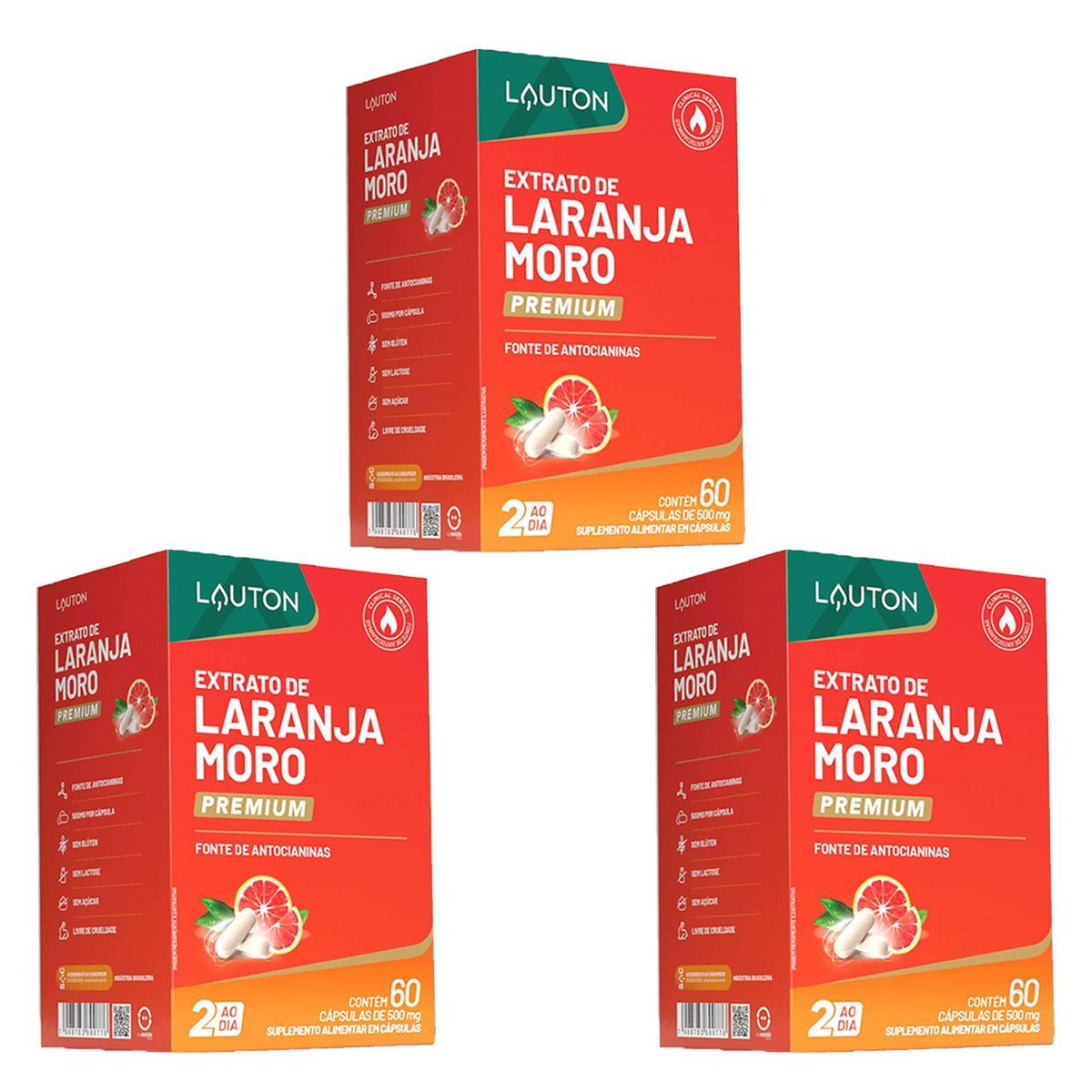 Kit 3X Laranja Moro Premium - 60 C�psulas - Lauton Nutrition