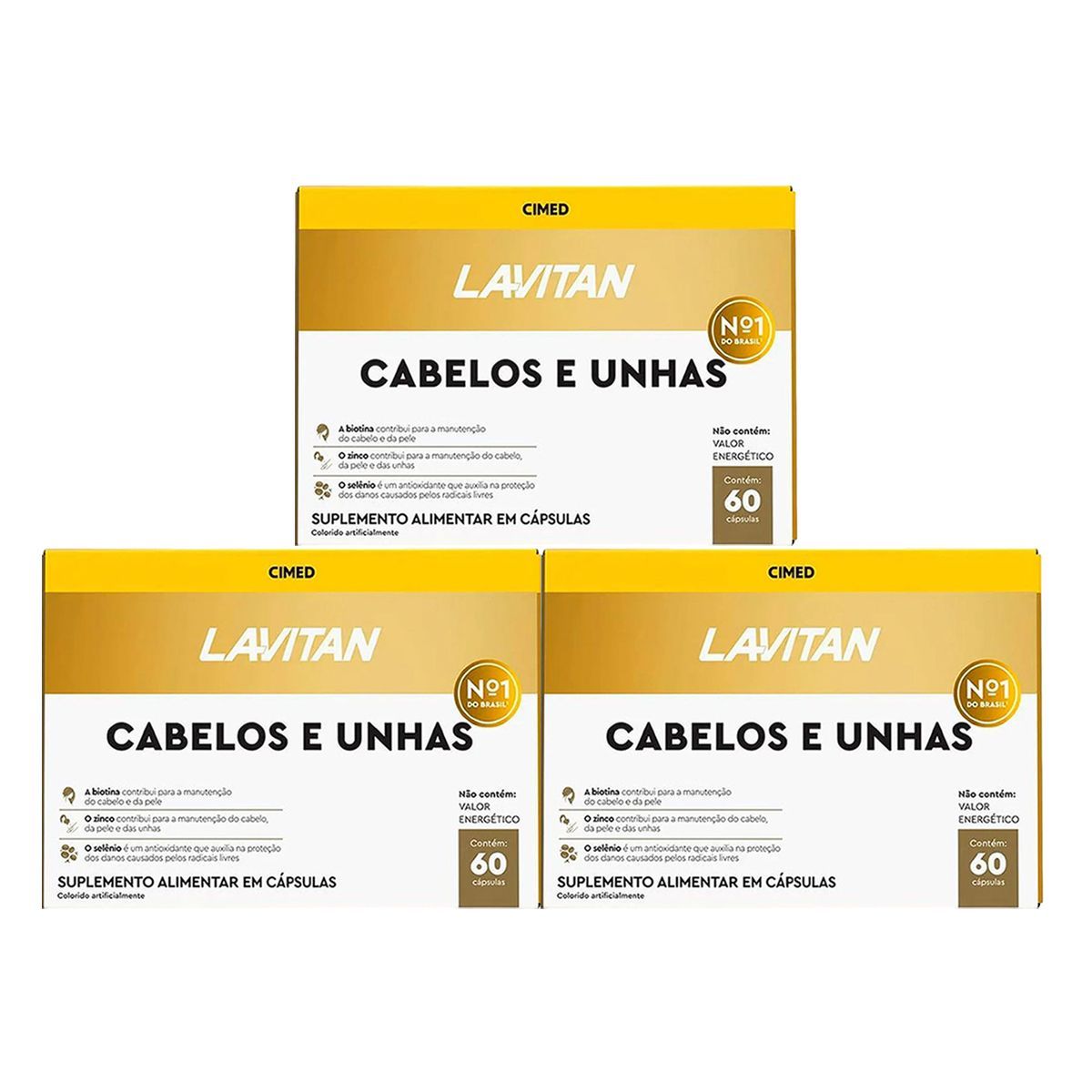 Kit 3X Lavitan Cabelos e Unhas - 60 C�psulas - Cimed