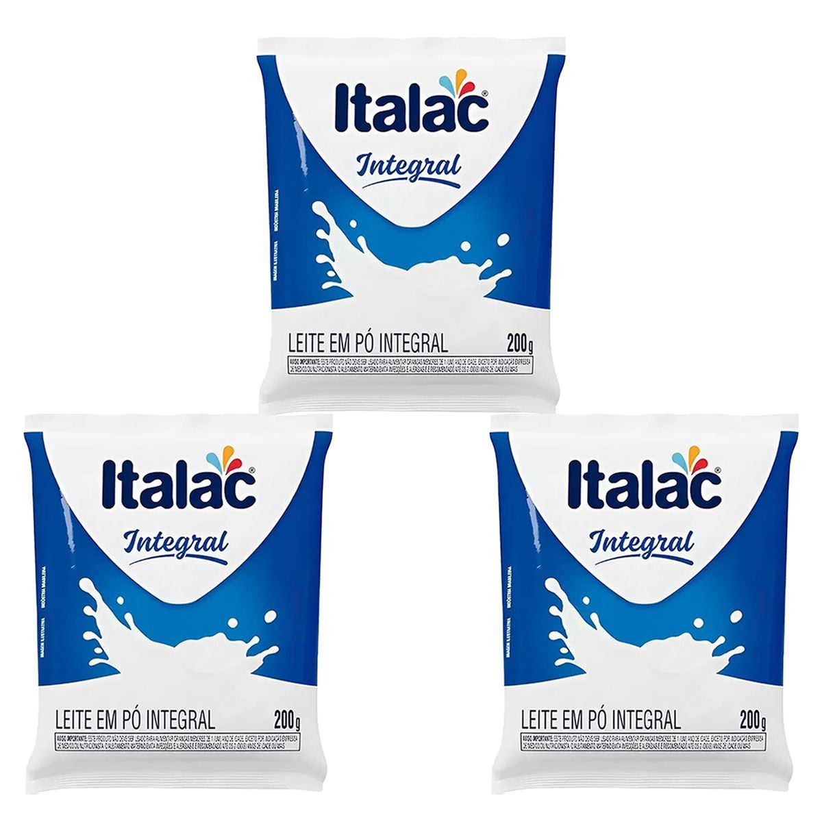 Kit 3X Leite em P� Integral 200g - Italac