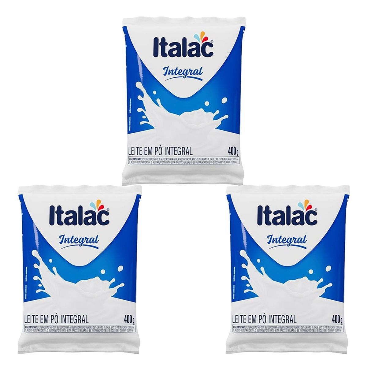 Kit 3X Leite em P� Integral 400g - Italac