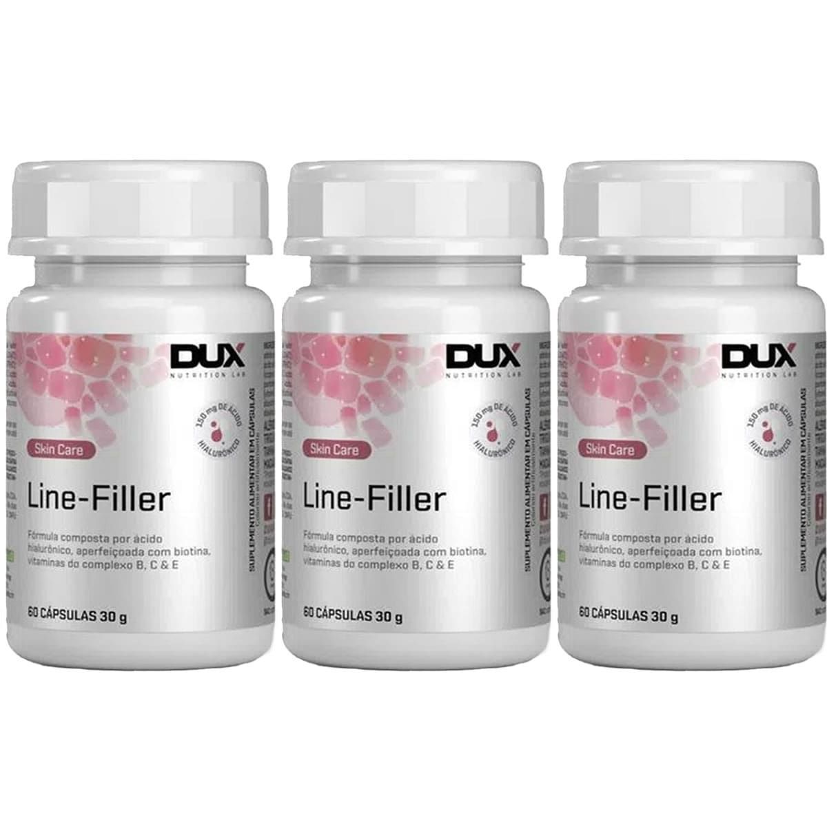 Kit 3X Line Filler Hialur�nico - 60 C�psulas - Dux Nutrition