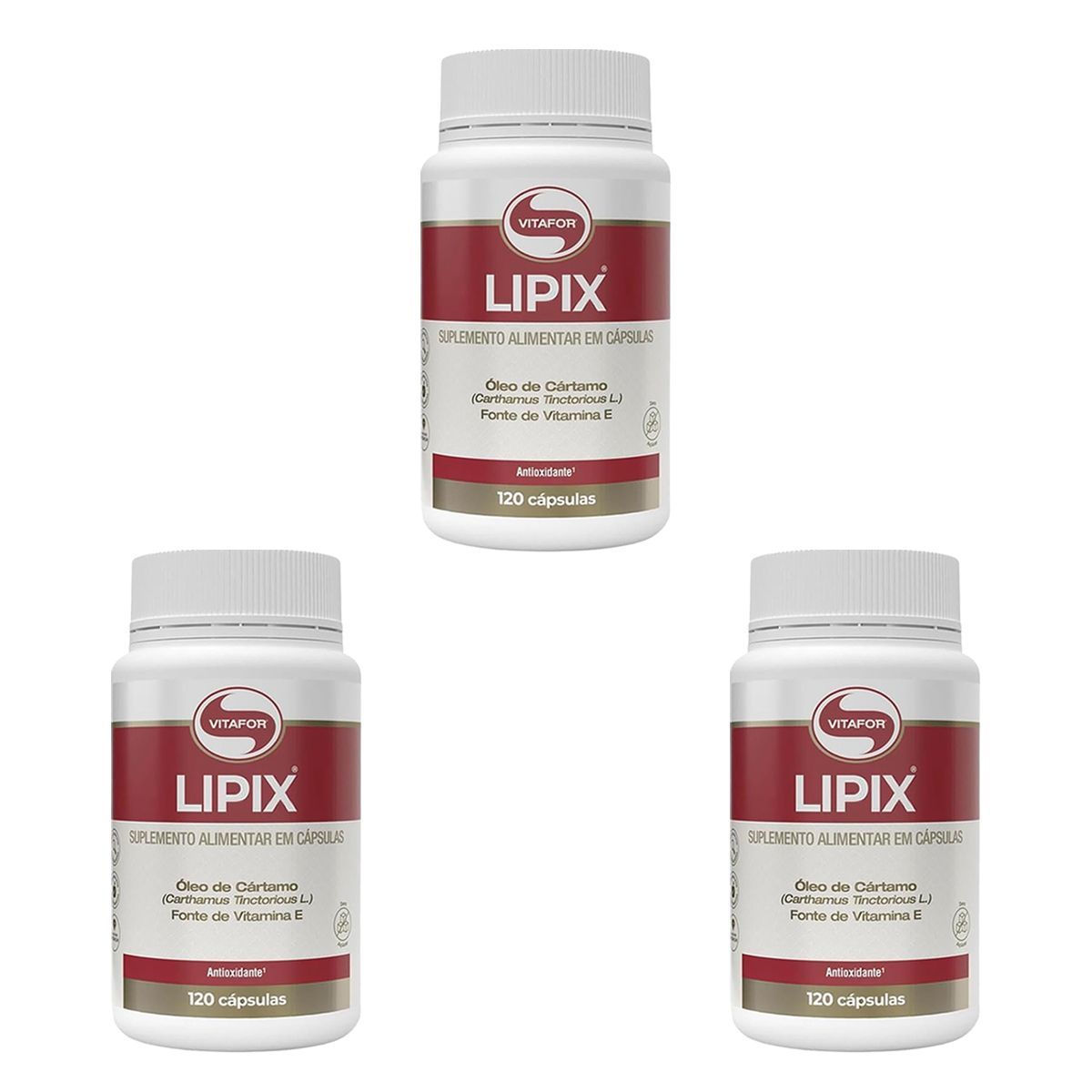 Kit 3X Lipix �leo de C�rtamo - 120 C�psulas - Vitafor