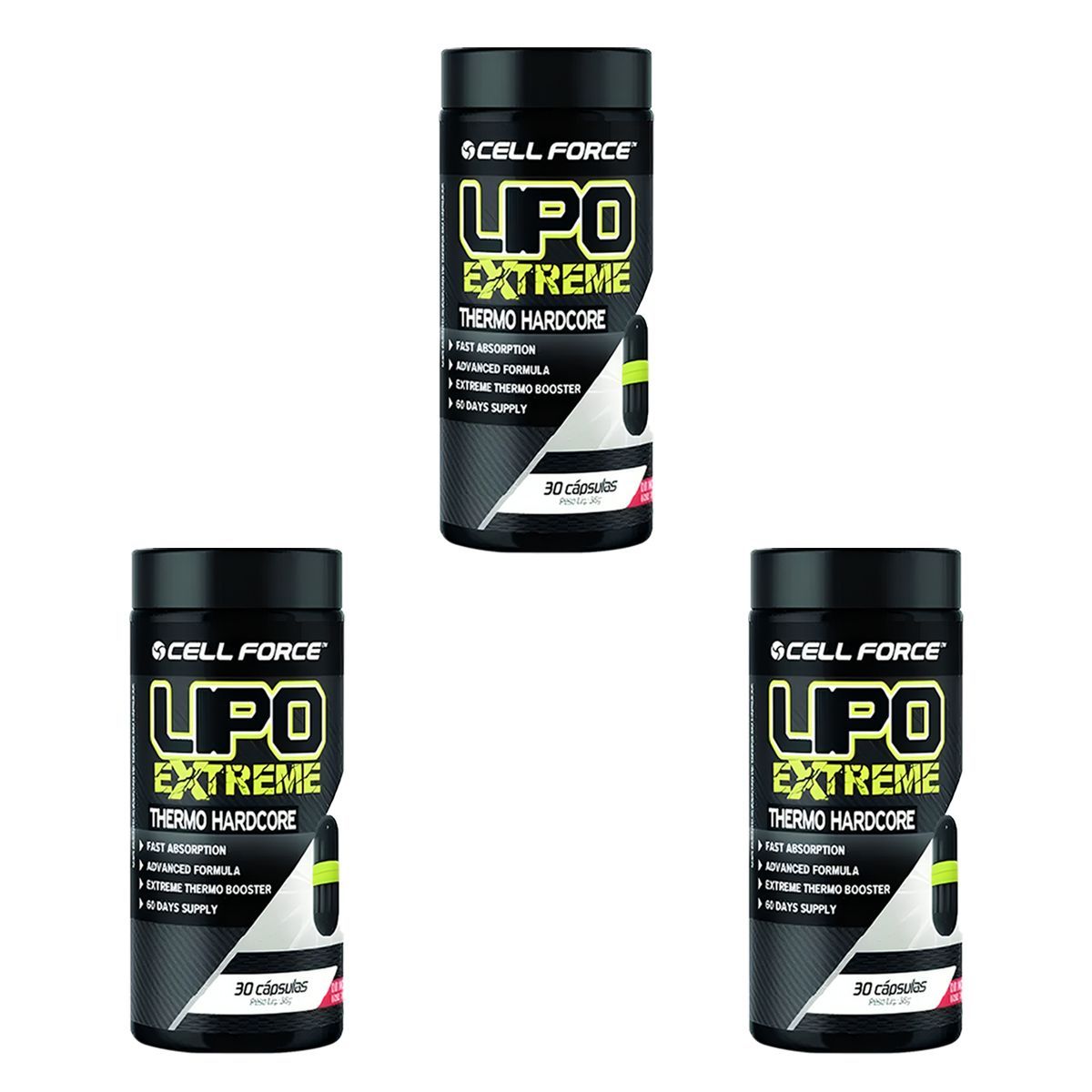 Kit 3X Lipo Extreme - 30 C�psulas - Cell Force