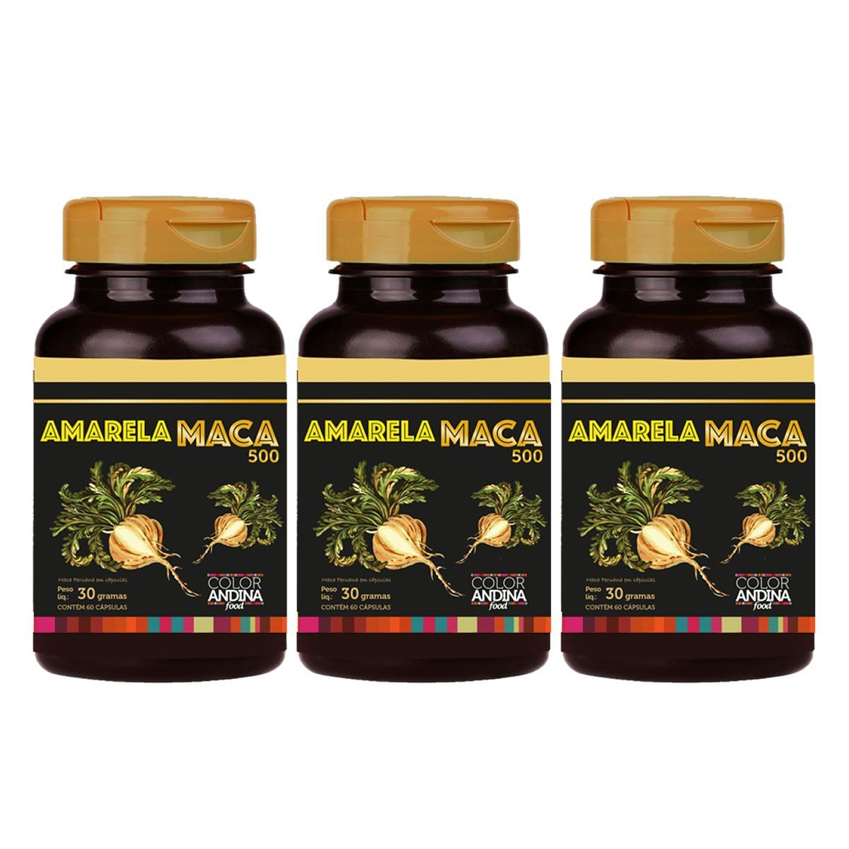 Kit 3X Maca Peruana - 60 C�psulas - Color Andina