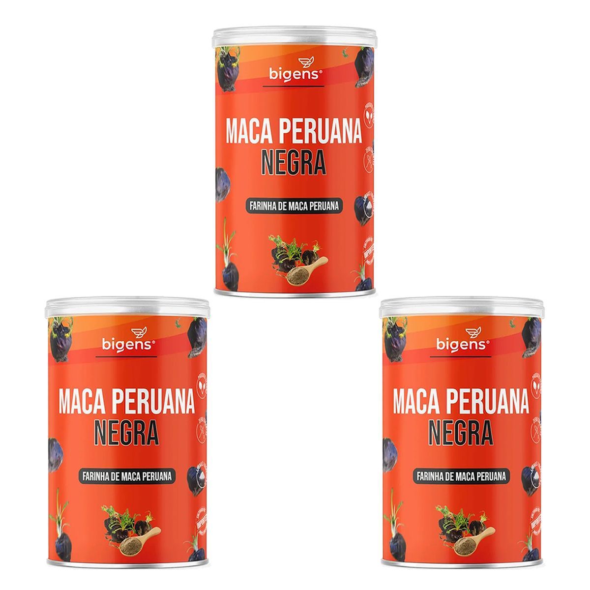 Kit 3X Maca Peruana Negra em P� - 150g - Bigens