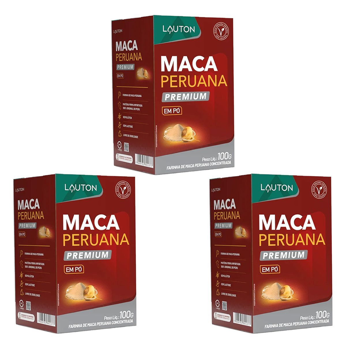 Kit 3X Maca Peruana Premium em P� - 100g - Lauton Nutrition