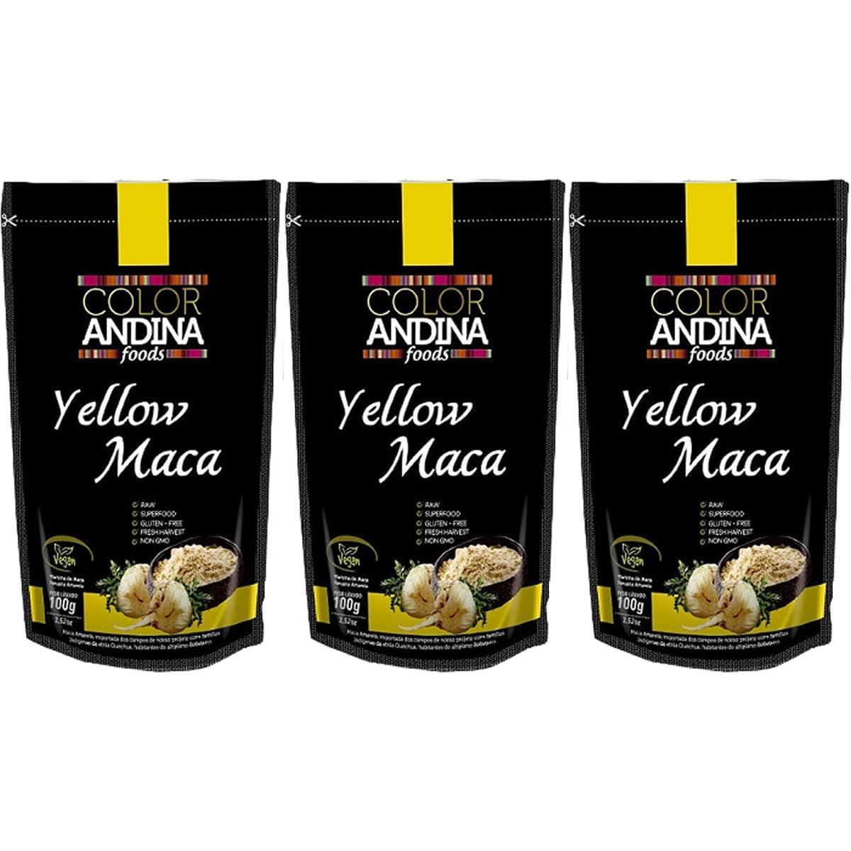 Kit 3X Maca Peruana Yellow - 100g - Color Andina