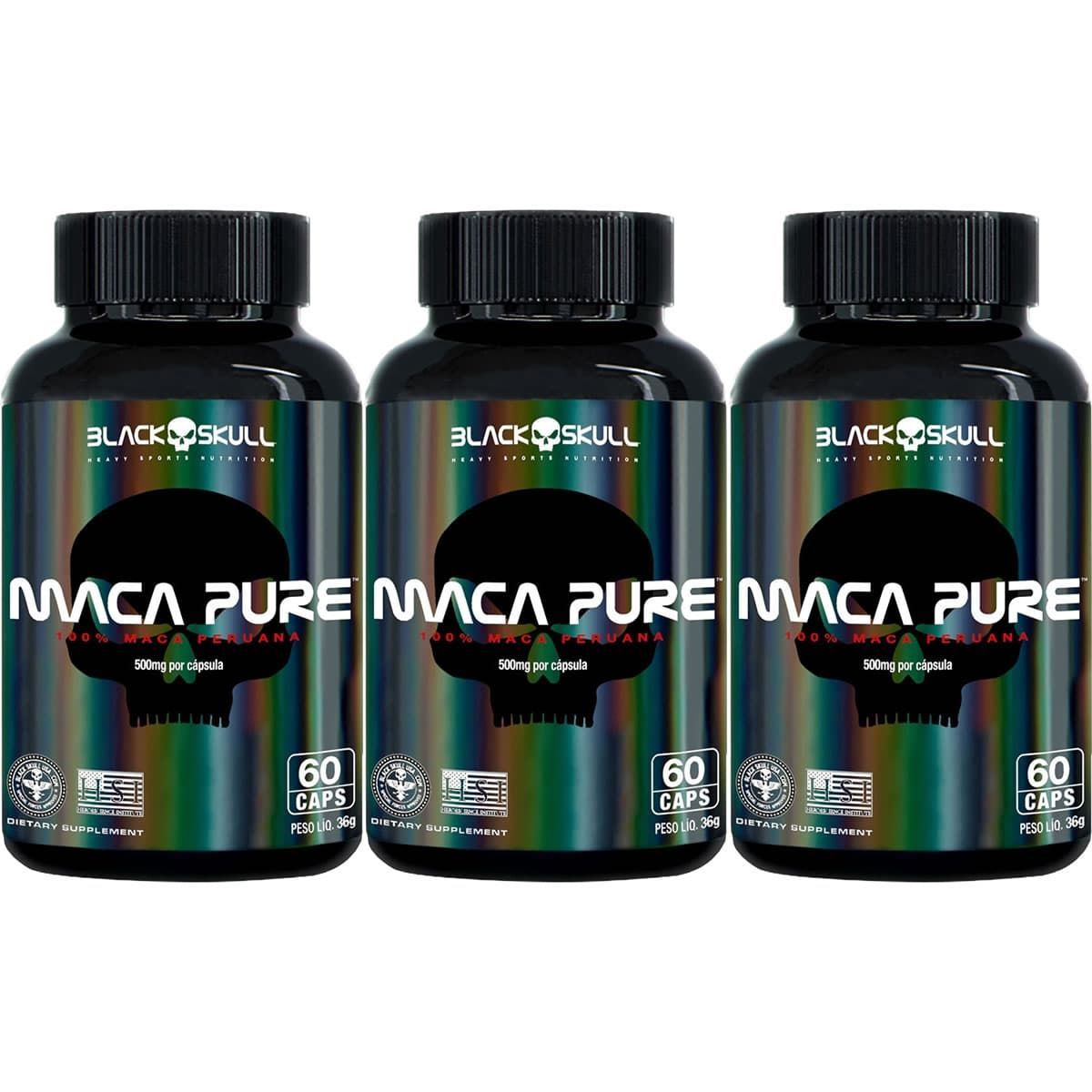 Kit 3X Maca Pure - 60 C�psulas - Black Skull