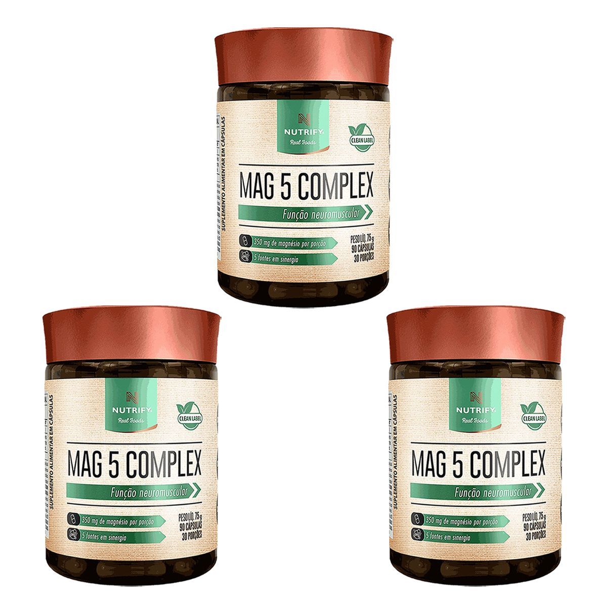 Kit 3X Mag 5 Complex - 90 C�psulas - Nutrify