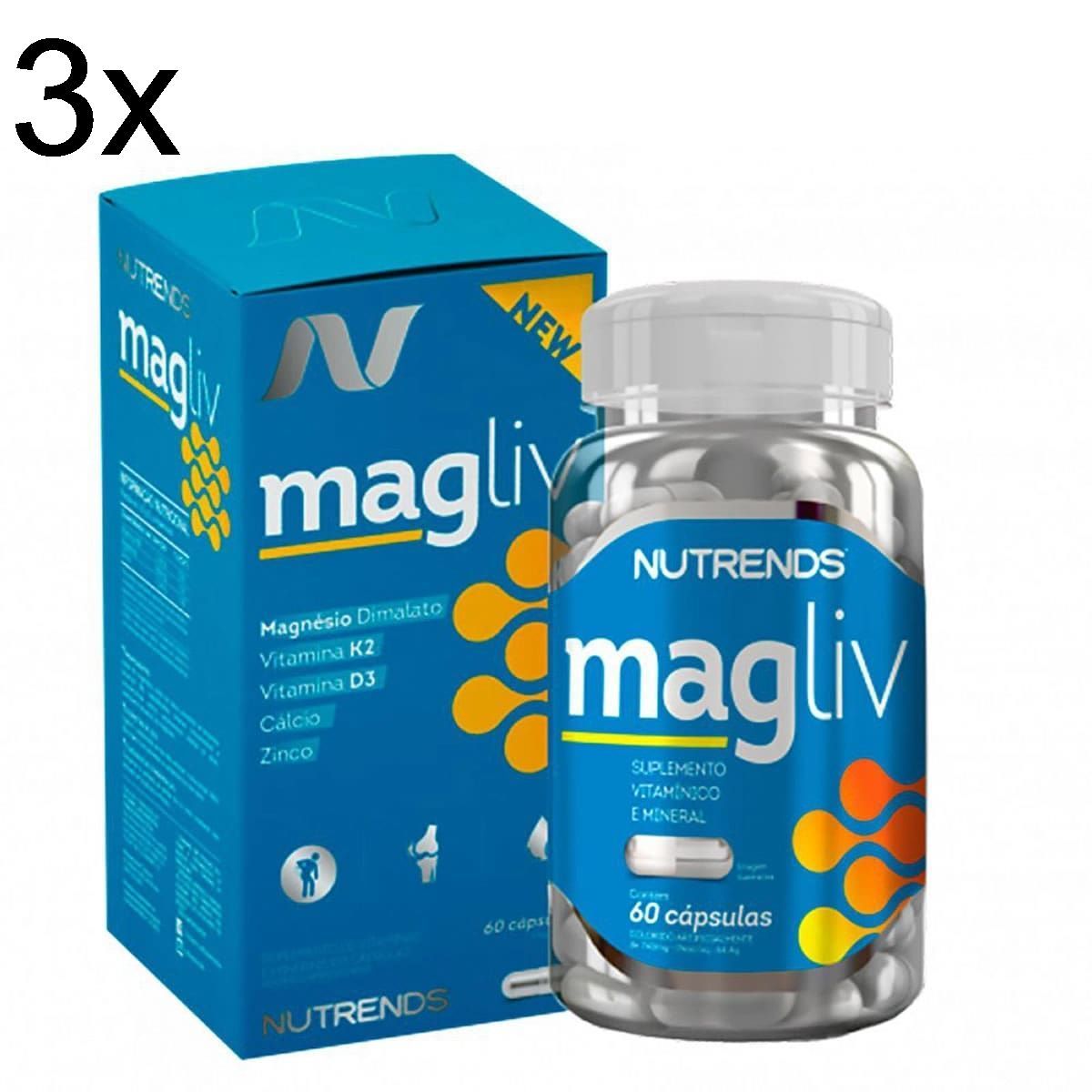 Kit 3X Magliv Vitaminas 740mg - 60 C�psulas - Nutrends