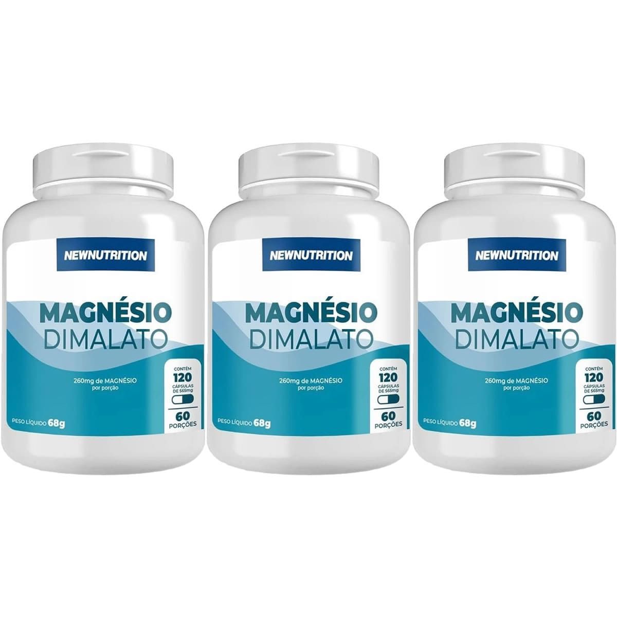 Kit 3X Magn�sio Dimalato - 120 C�psulas - NewNutrition