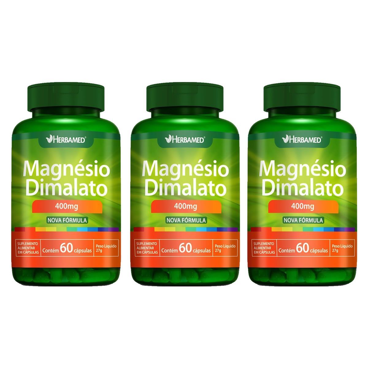 Kit 3X Magn�sio Dimalato - 60 C�psulas - Herbamed