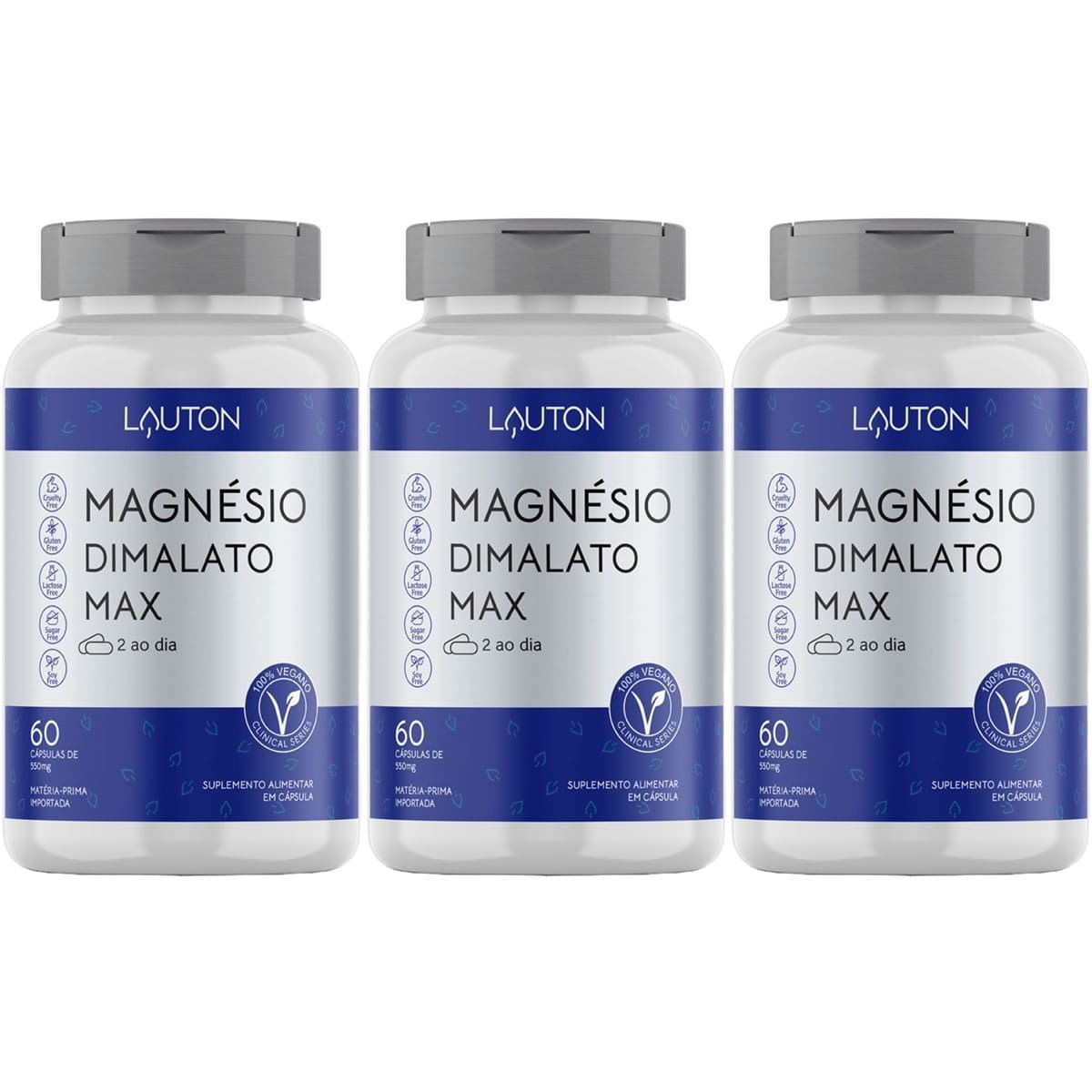 Kit 3X Magn�sio Dimalato Max - 60 C�psulas - Lauton Nutrition