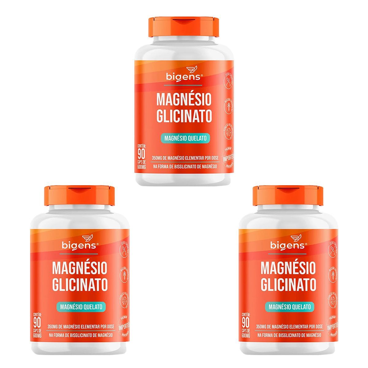 Kit 3X Magn�sio Glicinato - 90 C�psulas - Bigens