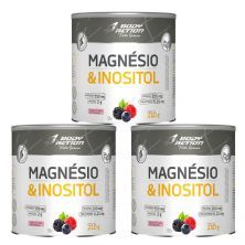 Kit 3X Magnesio & Inositol - 210g Frutas Vermelhas - Body Action