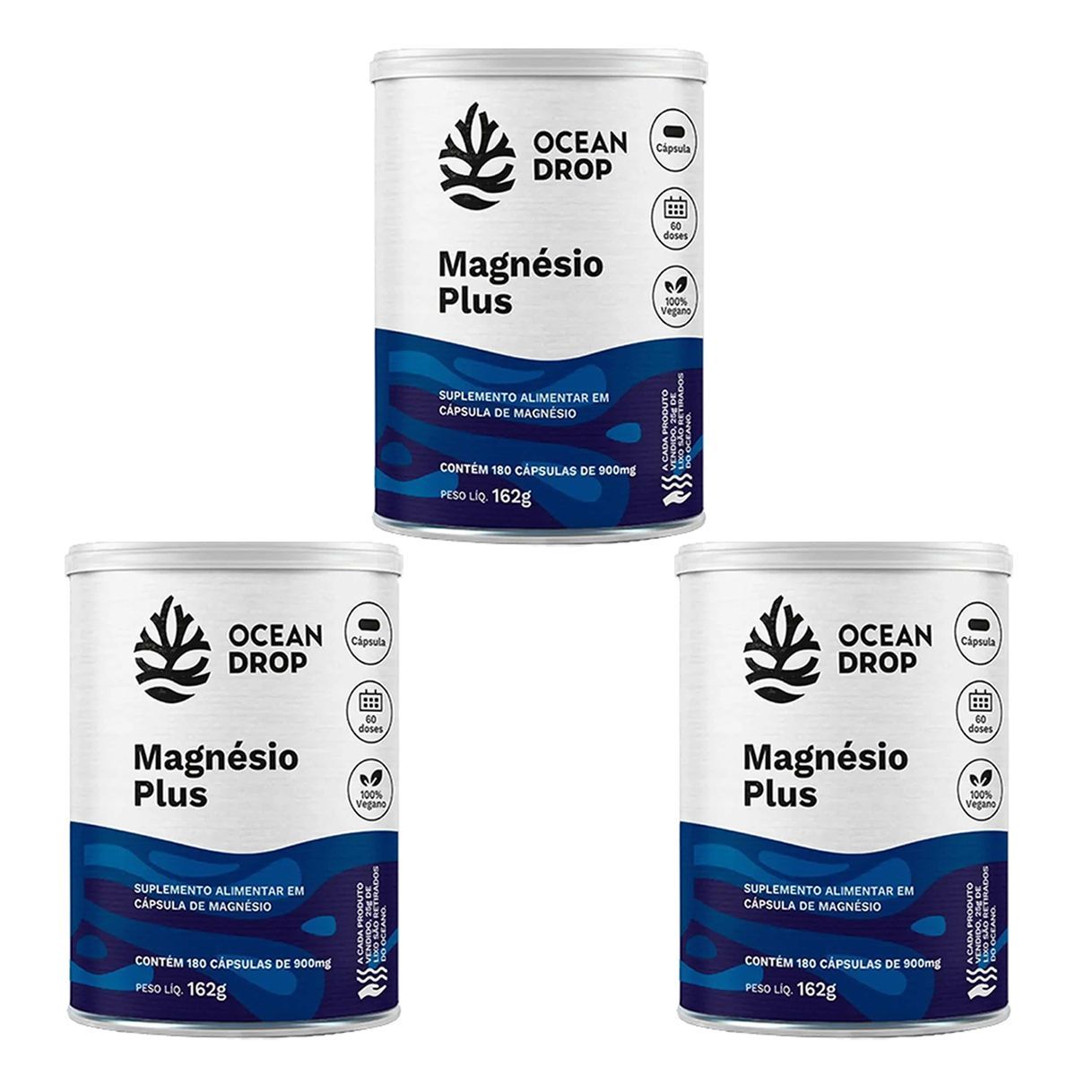 Kit 3X Magn�sio Plus - 180 C�psulas - Ocean Drop